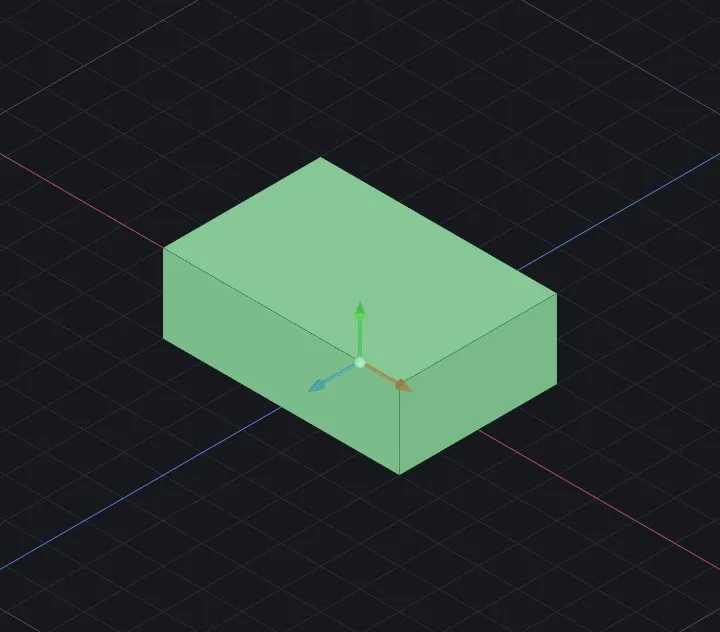 The finished first part — a 60×40 rectangle extruded 20 mm